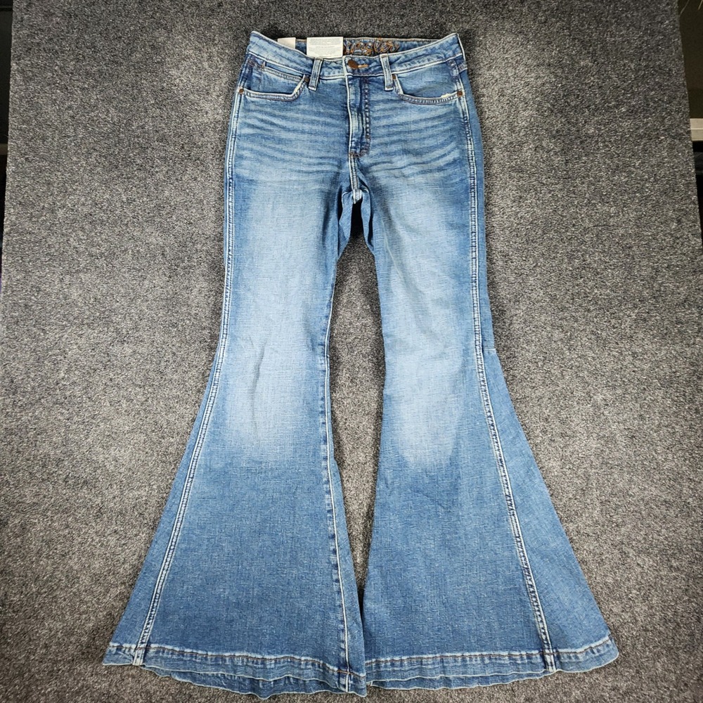 Wrangler Retro High Rise Flare Jeans Womens 28x34 Blue Denim 11MPFCW New